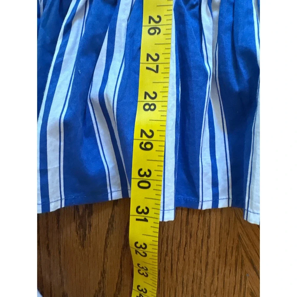 Crewcuts Girls Blue White Striped Ruffle‎ Shirtdress Size 14 NWT